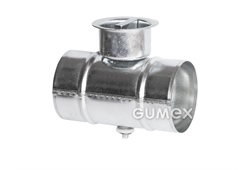 Gerade Nippel mit Drosselklappe, 100mm, +200°C, verzinktes Blech, 